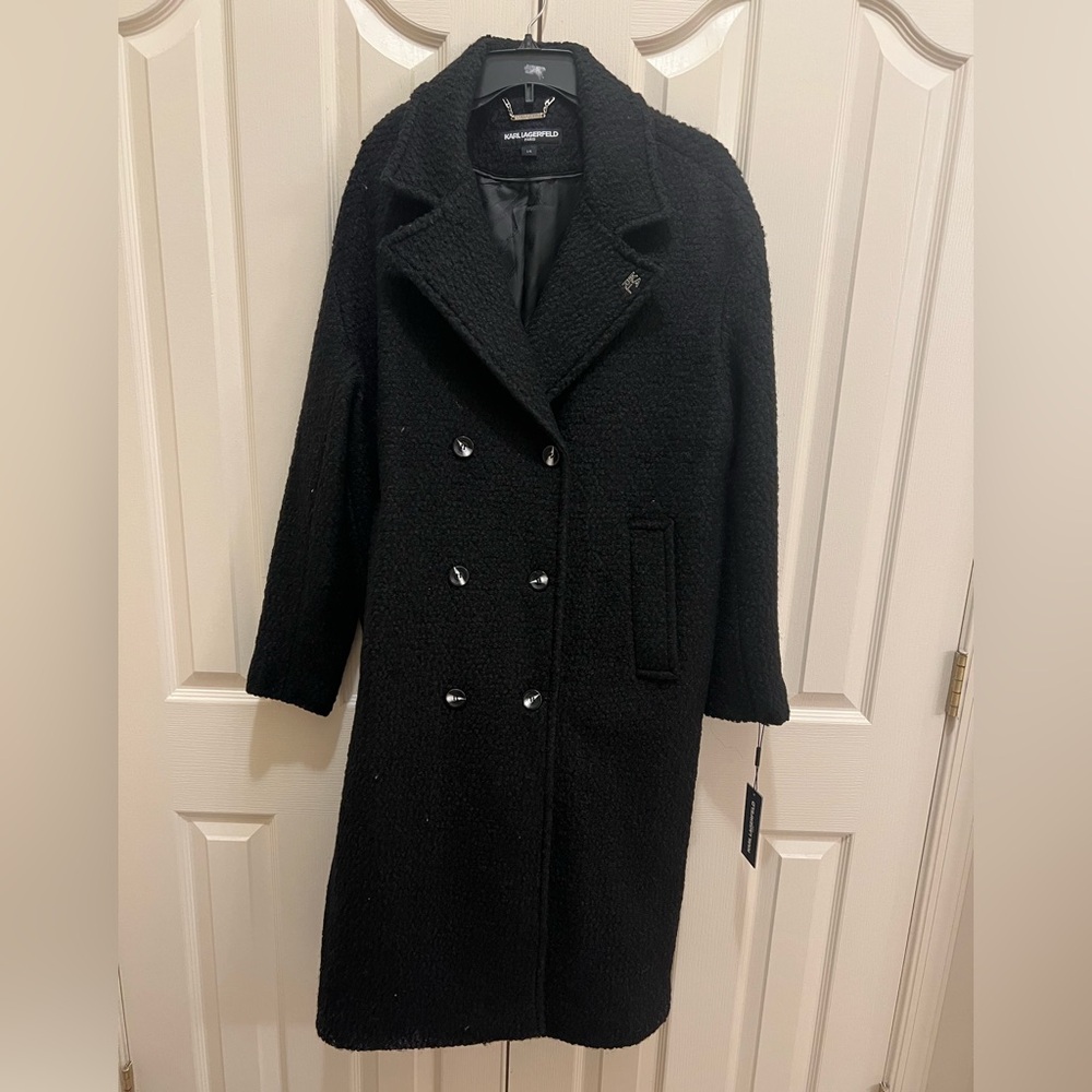 KARL LAGERFELD PARIS Women's Double-Breasted Overcoat - Picture 6 of 9
